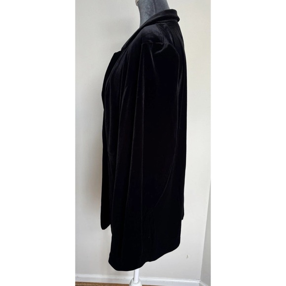 J Jill Wearever Black Velvet Knit Blazer L Classic Whimsigoth Old Money Glam - Picture 5 of 16